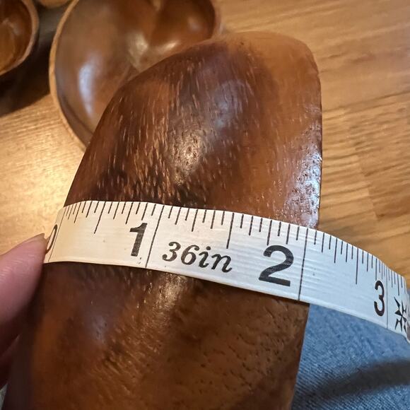 Vintage monkey pod wood salad bowl set-10 serving bowls natural wood kitchen MCM - Picture 4 of 11